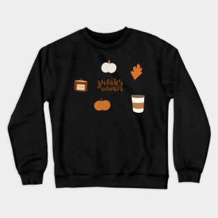 fall illustration pack with pumpkins, coffee, and leaves for autumn Crewneck Sweatshirt